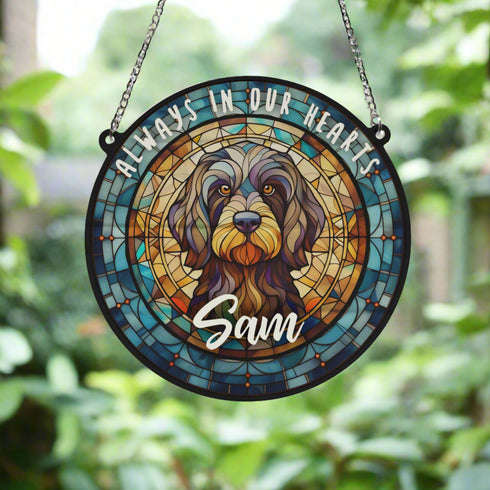 Cockapoo Black Memorial Stained Glass Effect Suncatcher